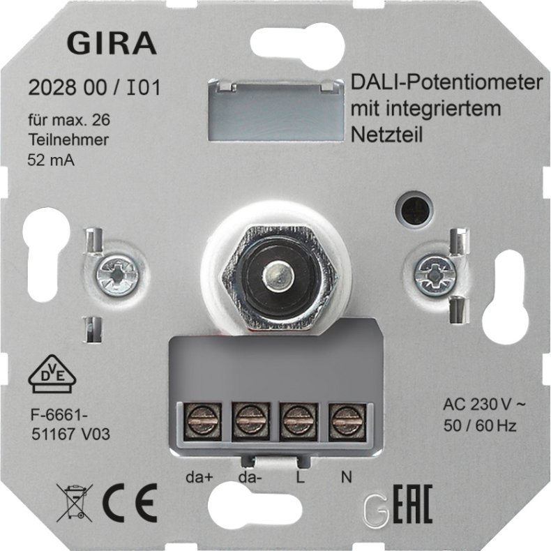  Gira DALI potentiometer med integreret strmforsyning