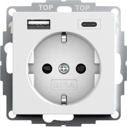 Gira SCHUKO stikkontakt med USB type A og C