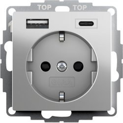 Gira SCHUKO stikkontakt med USB type A og C